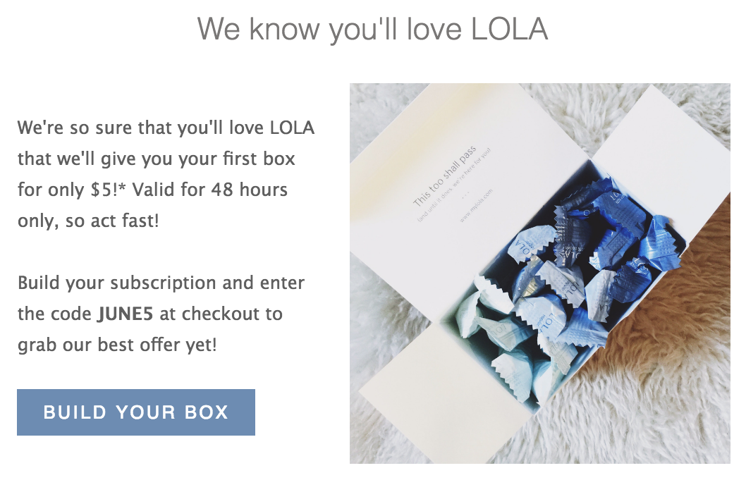 Final Hours – Lola Subscription Box Flash Sale – First Box Free!