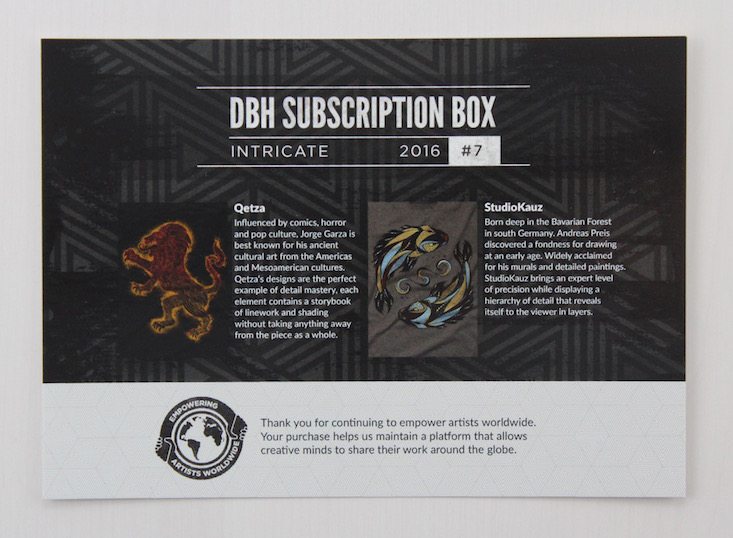 Design By Humans Collector's Box Review July 2016 - card