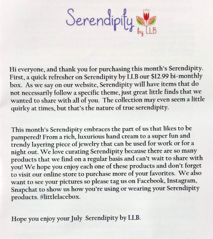 LLB SERENDIPITY JULY 2016 - info 1