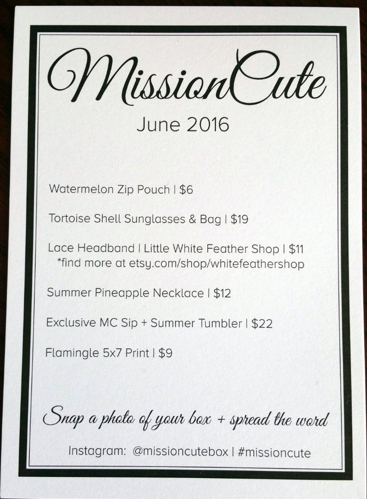 MISSION CUTE JULY 2016 - INFO 1