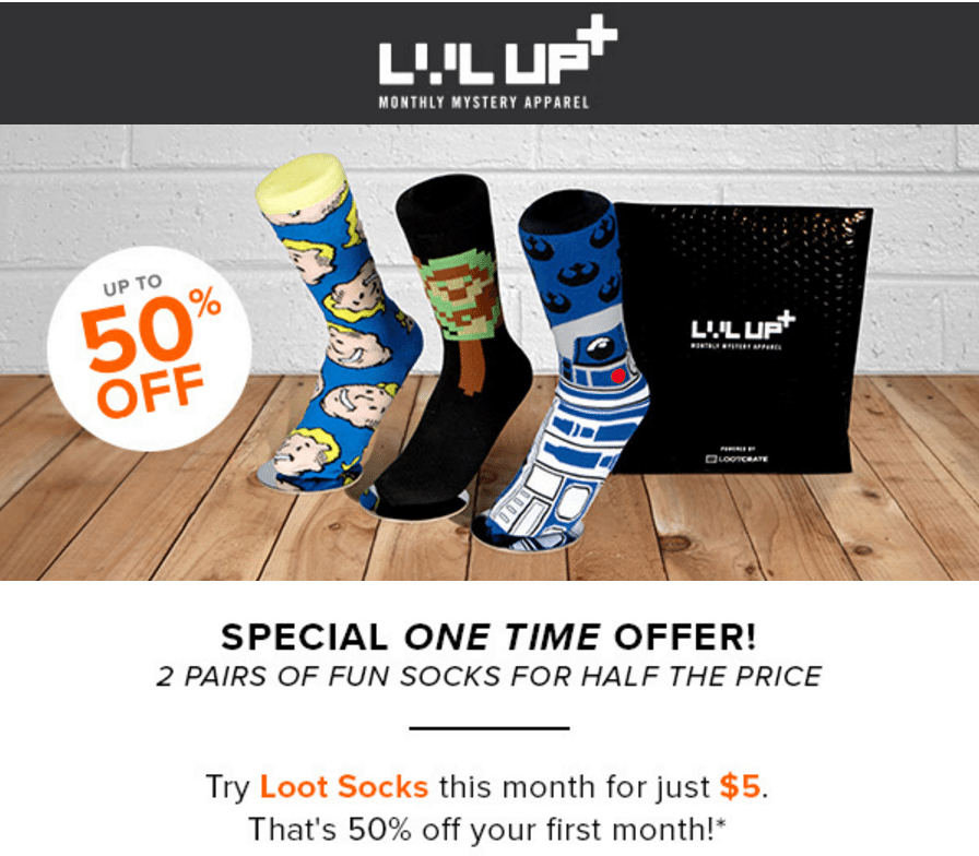 50% Off Loot Crate Level Up Socks or FREE Pikachu Beanie!