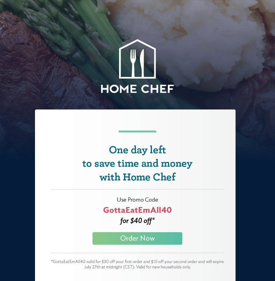 Home Chef Coupon – Save $40 Off Your First Two Orders