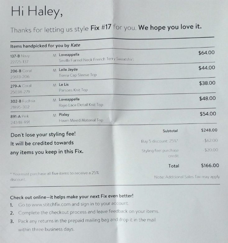 STITCH FIX AUGUST 2016 - info 2