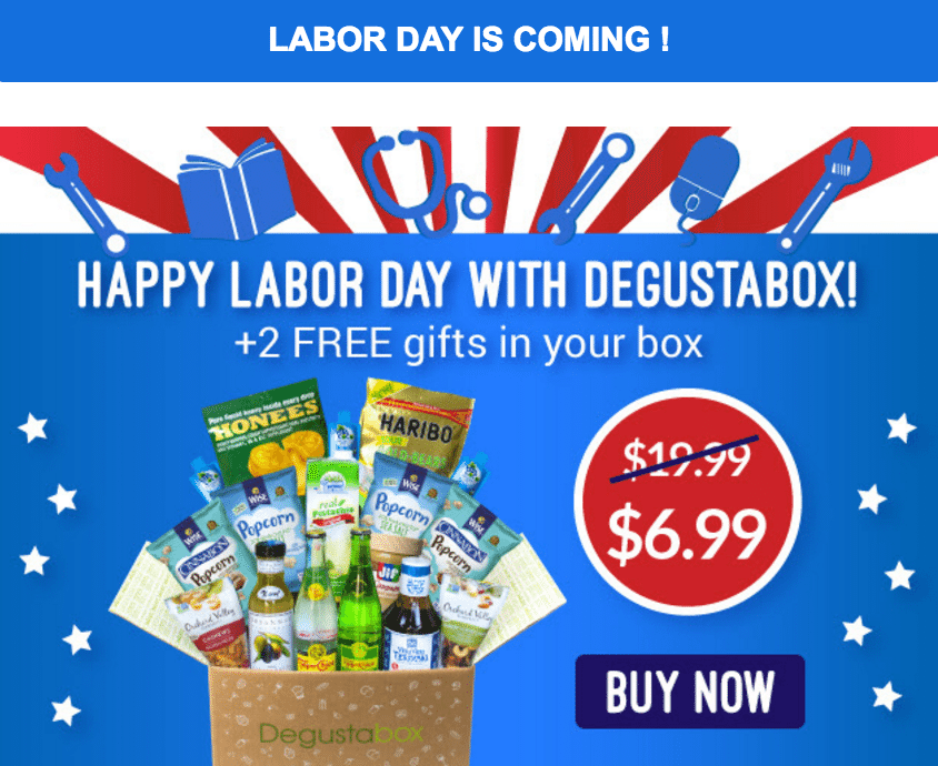 Degustabox Labor Day Coupon – First Box for $6.99 +2 Free Gifts!