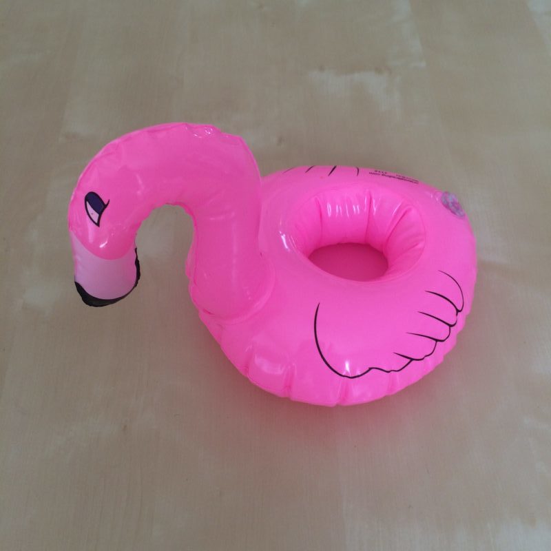 A floating flamingo drink holder from the July 2016 MissionCute subscription box!