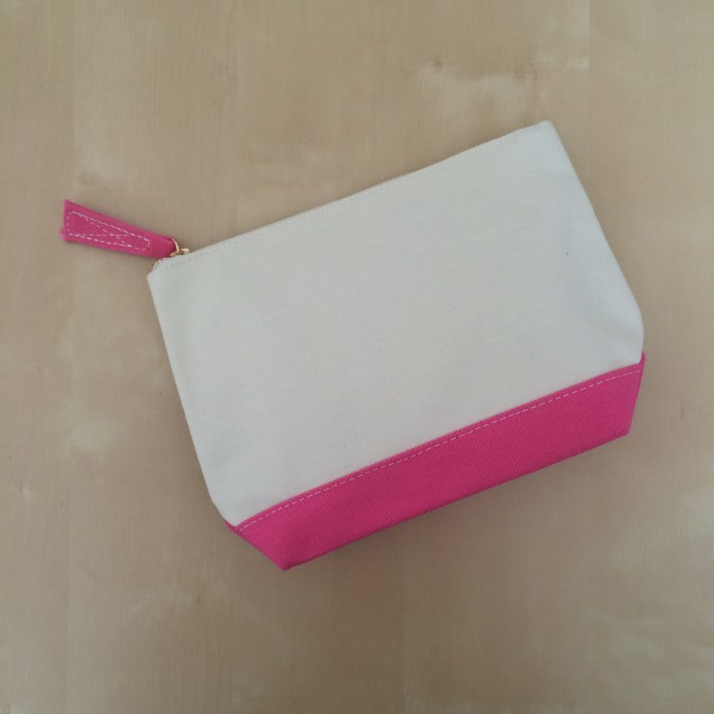 A pink makeup bag from the July 2016 MissionCute subscription box!