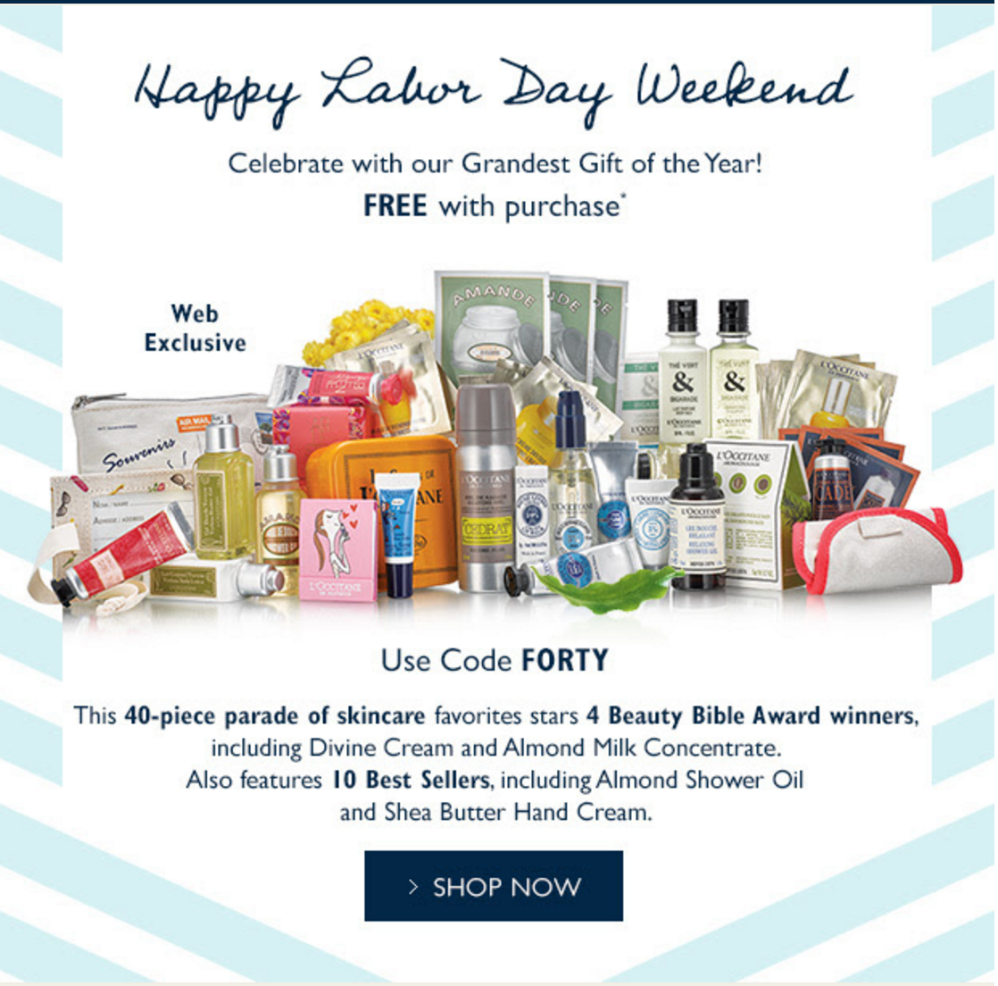 Labor Day Weekend Only – Limited Edition L’Occitane 40-Piece Skincare Set