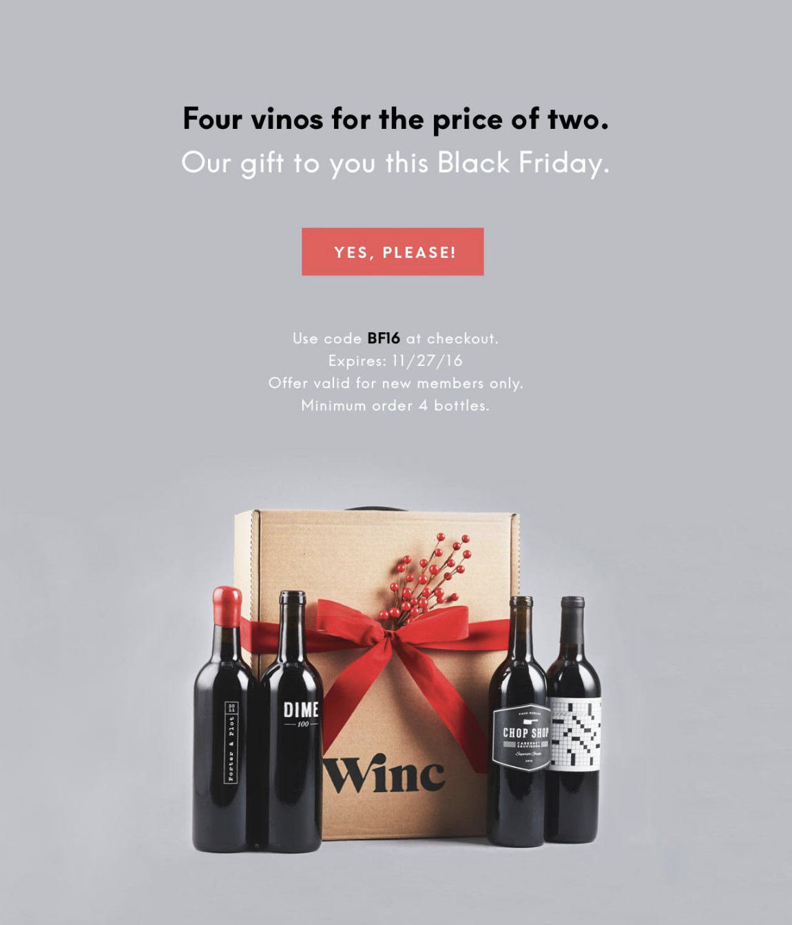 Winc Black Friday Deal – 4 Bottles For The Price Of 2!