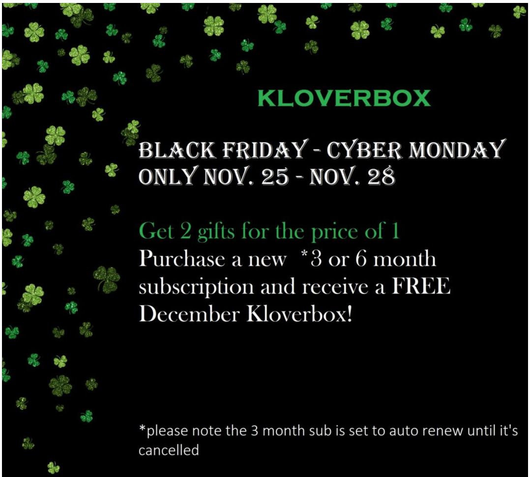 Kloverbox Black Friday Deal – FREE Box With Pre-Paid Subscription!