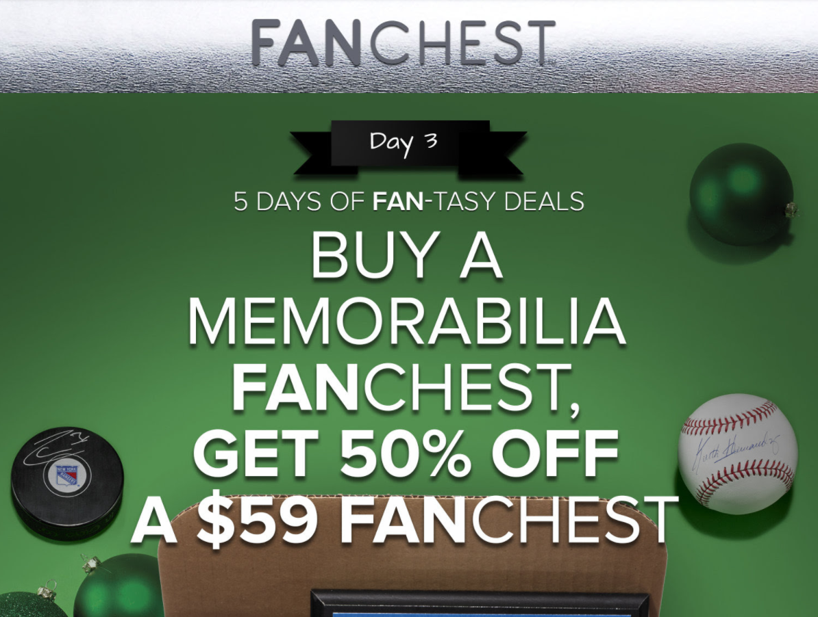 Fanchest Cyber Weekend Deal – Buy A Memorabilia Chest and Get 50% Off Any Fanchest!