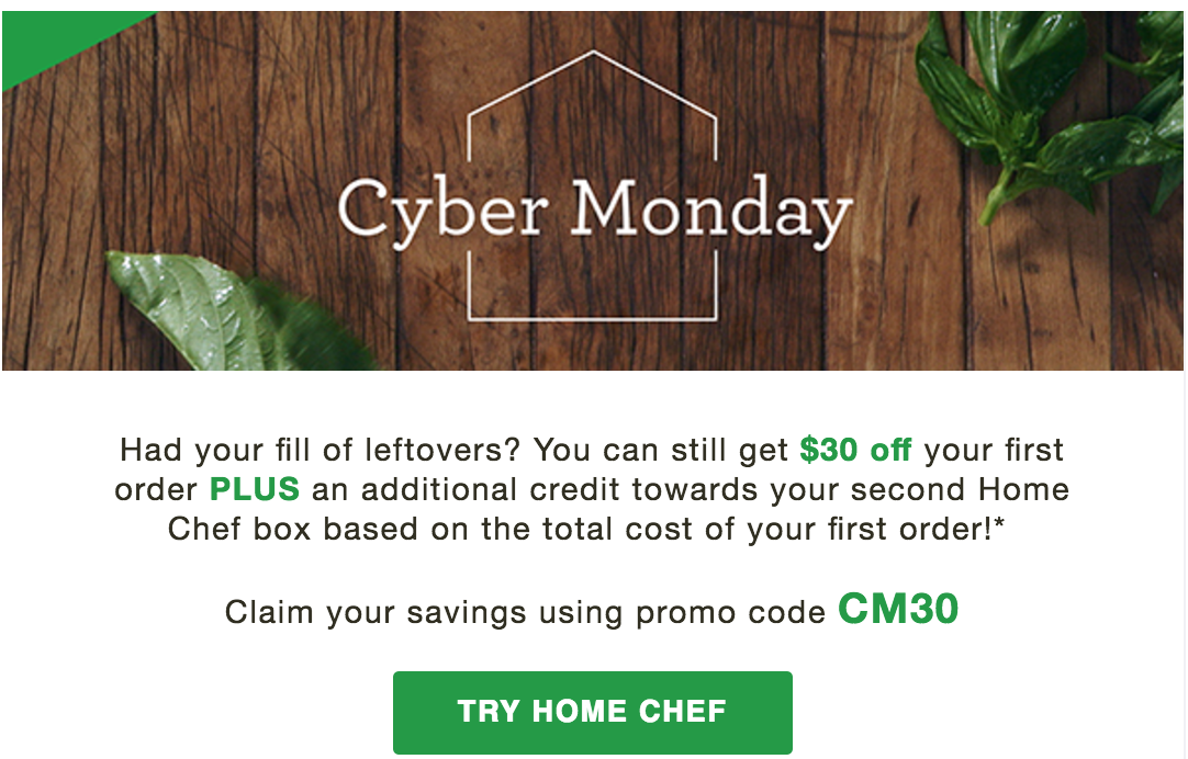 Home Chef Cyber Monday Deal – $30 Off Your First Order!