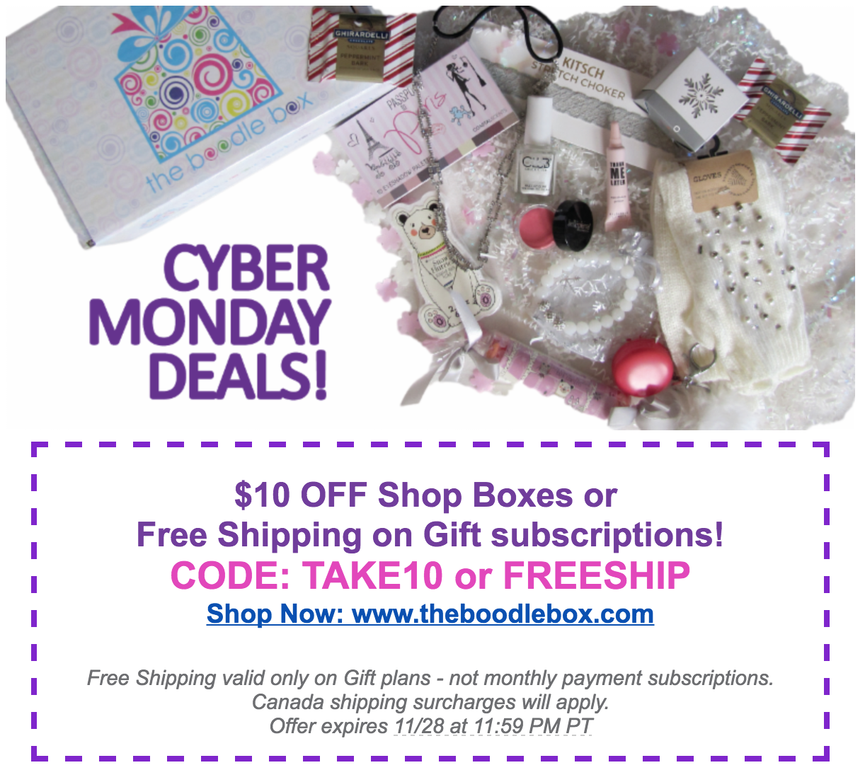 The Boodle Box Cyber Monday Deal – $10 Off Past Boxes + Free Shipping On Gift Subscriptions!