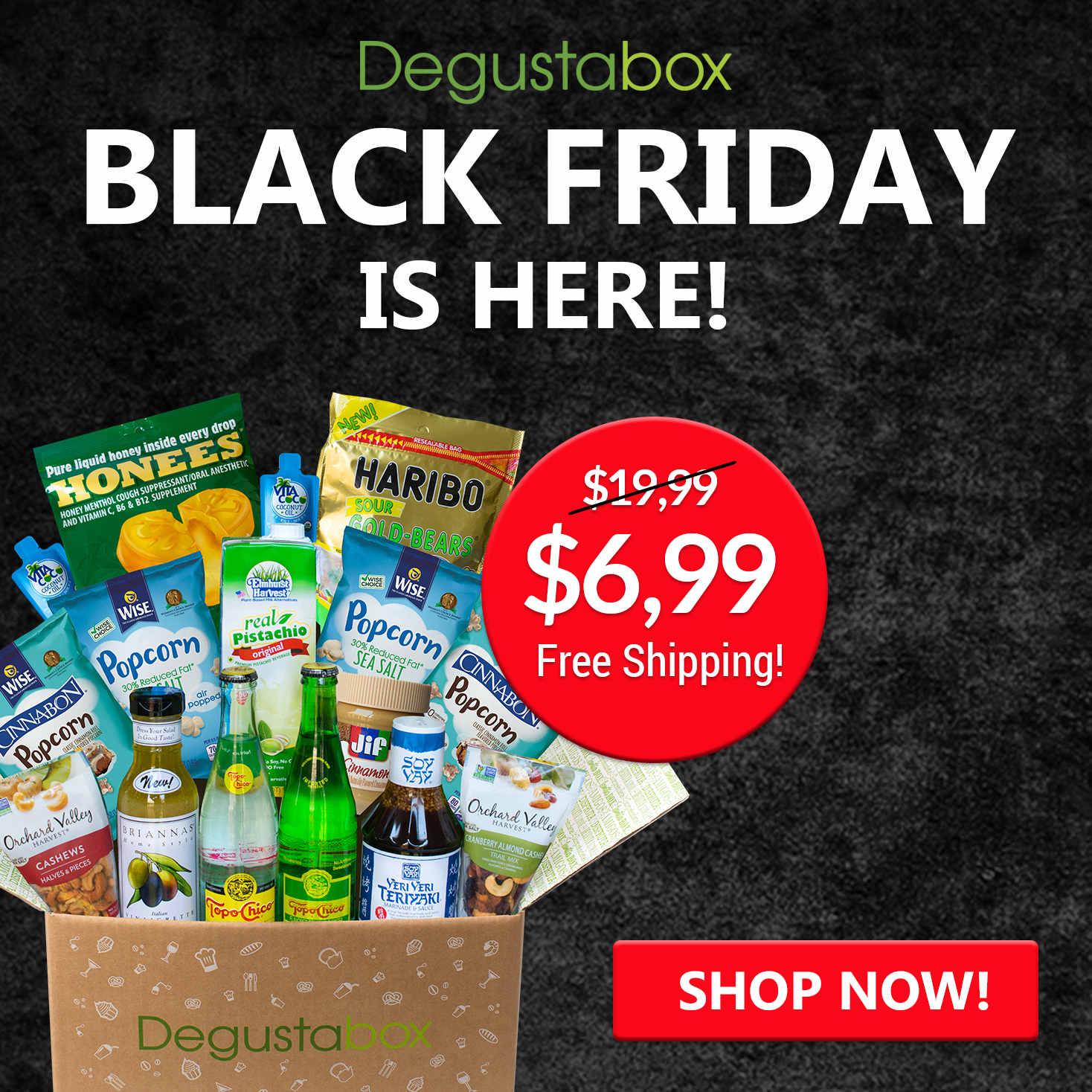 Degustabox Black Friday Coupon – First Box for $6.99 + Free Gift!