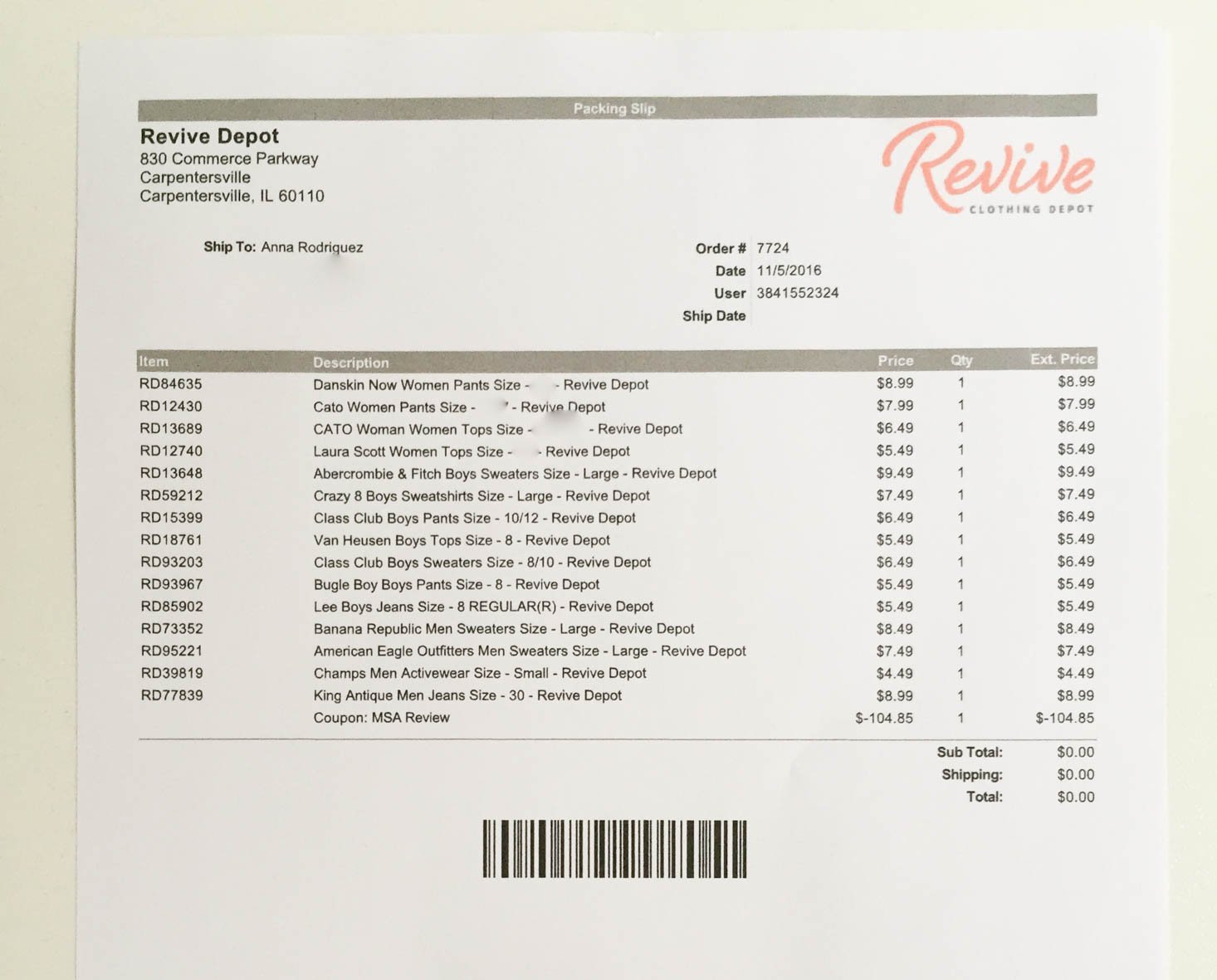 revive-depot-november-2016-invoice