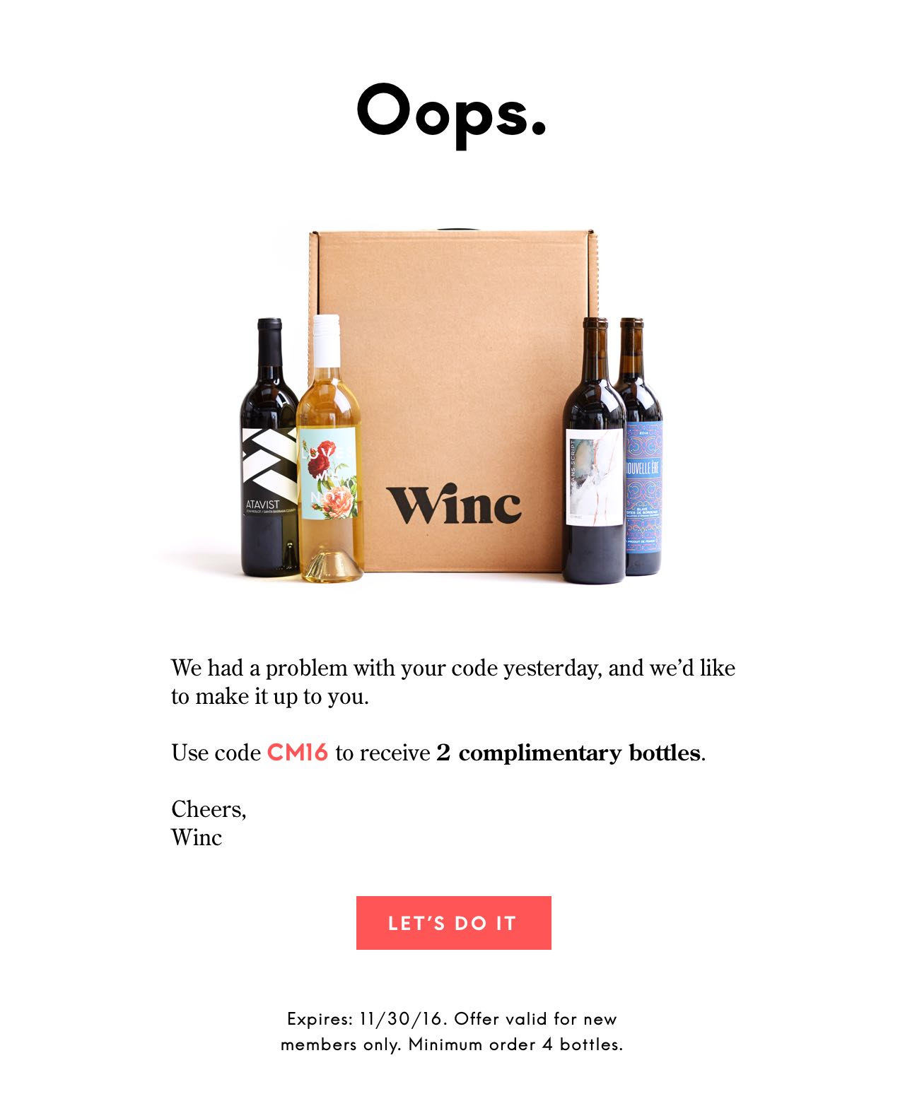 Extended! Winc Cyber Monday Deal – 4 Bottles For The Price Of 2!