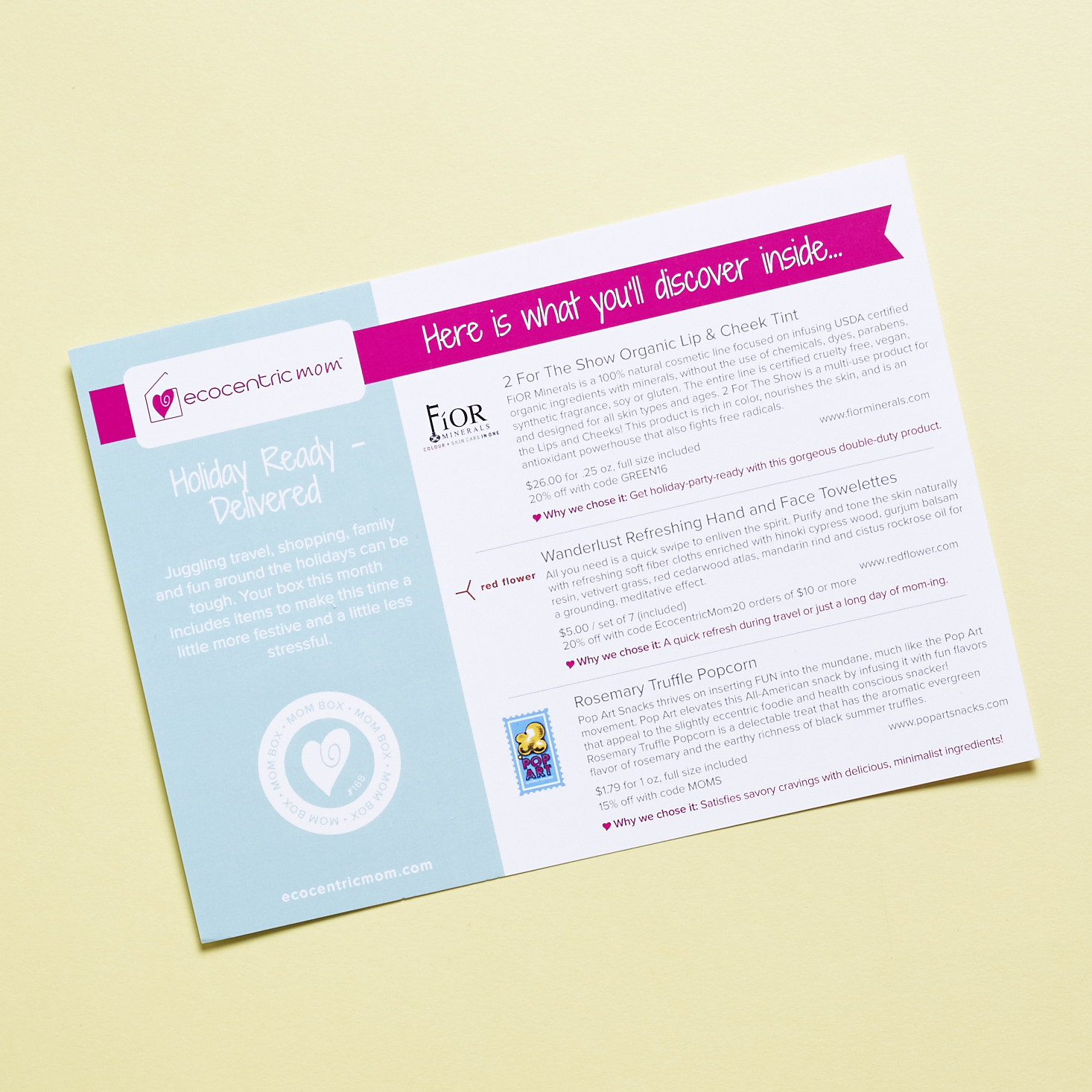 Read our review of the December 2016 Ecocentric Mom box!