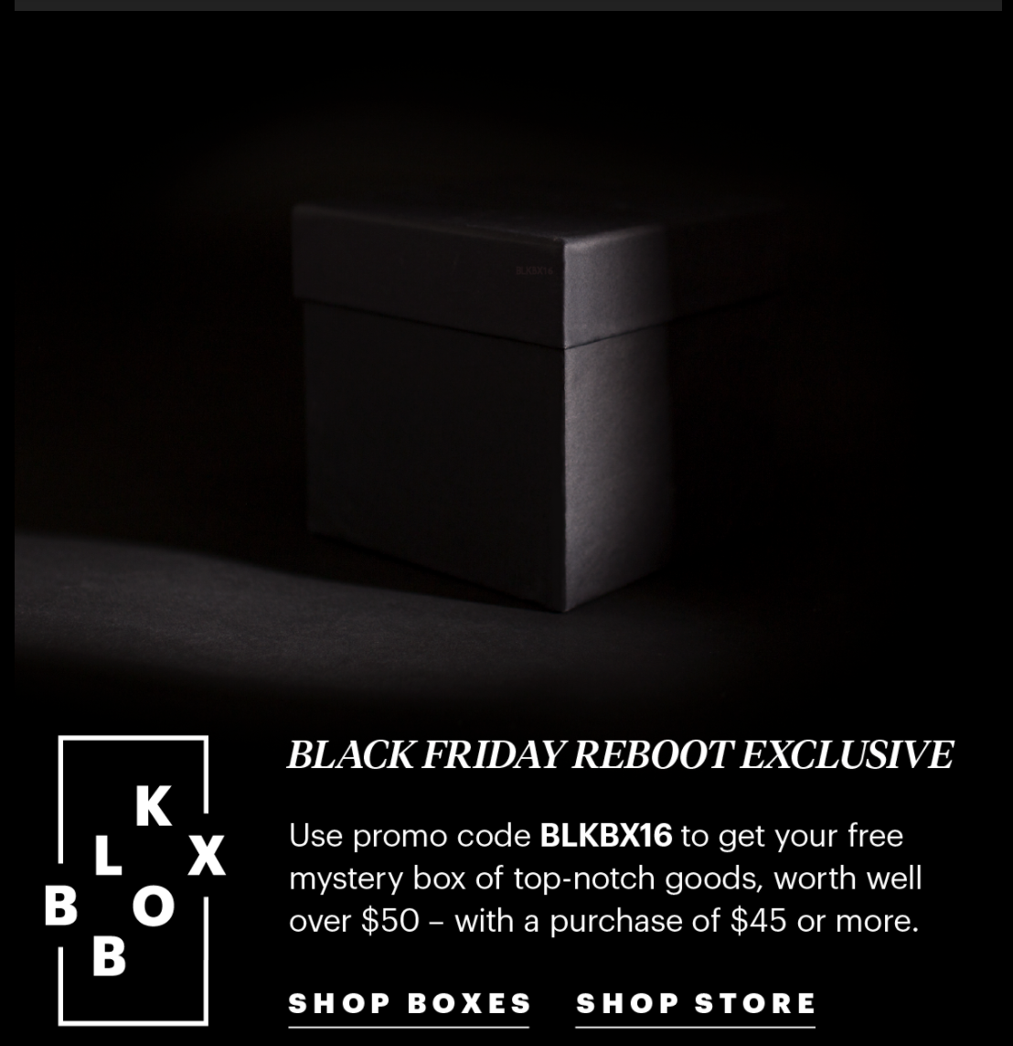 Last Day for Bespoke Post FREE Black Box Mystery Box!