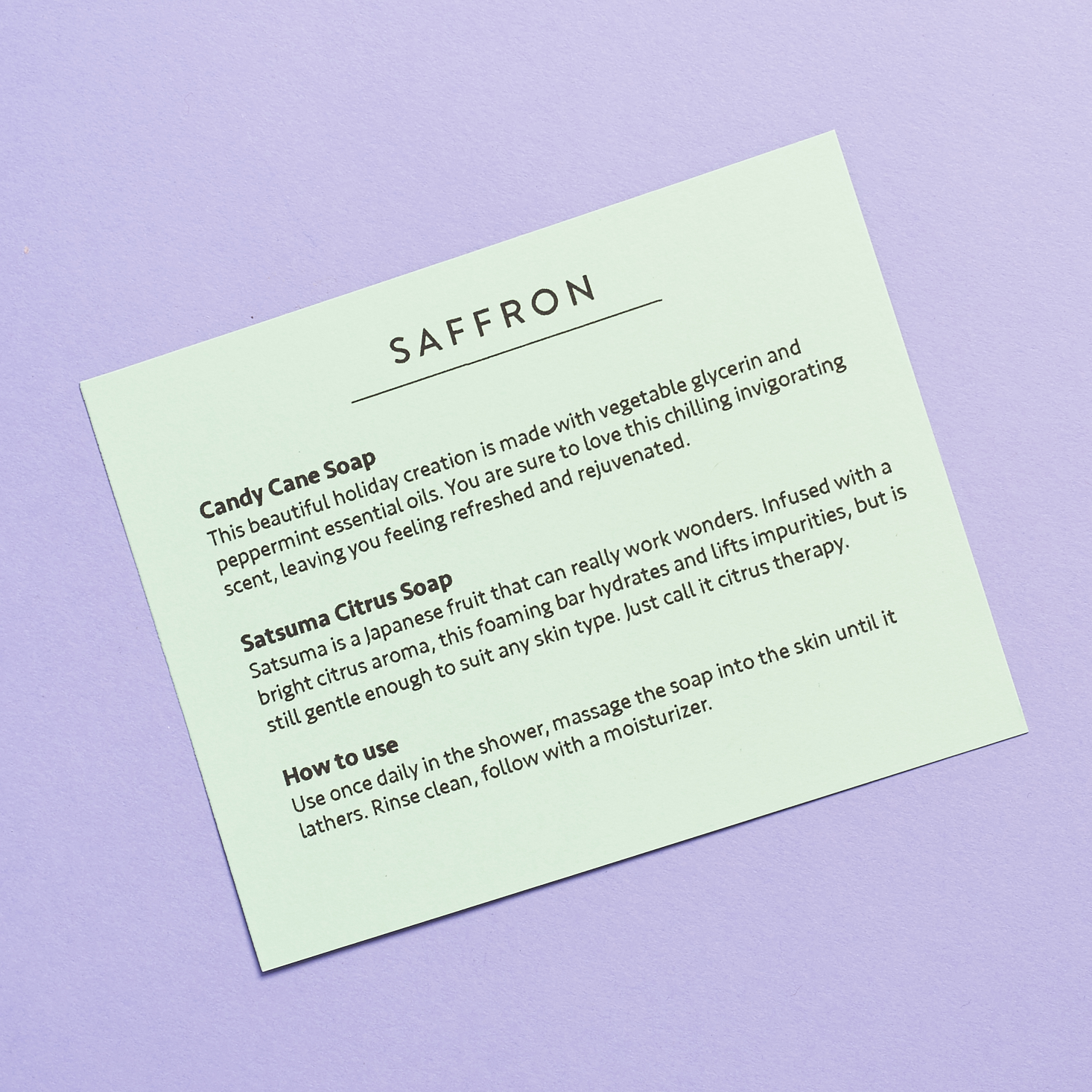 See what's inside the December 2016 Saffron Soap box!