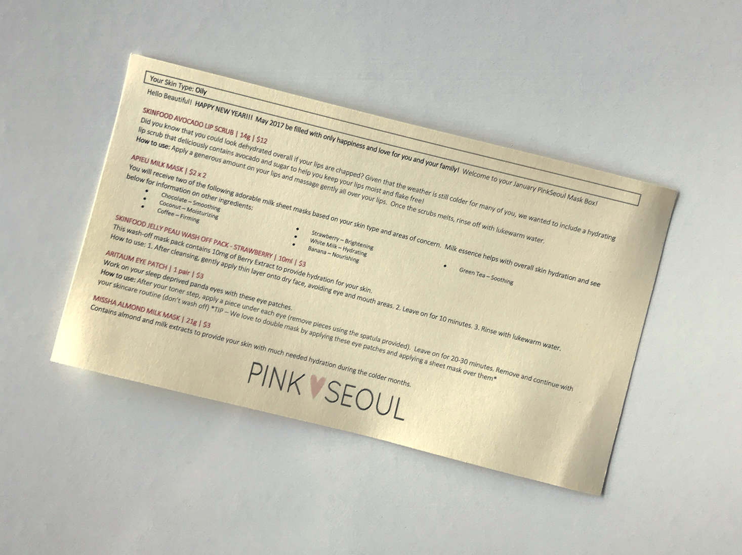 PinkSeoul-Mask-Box-January-2017-Info-Card-Front