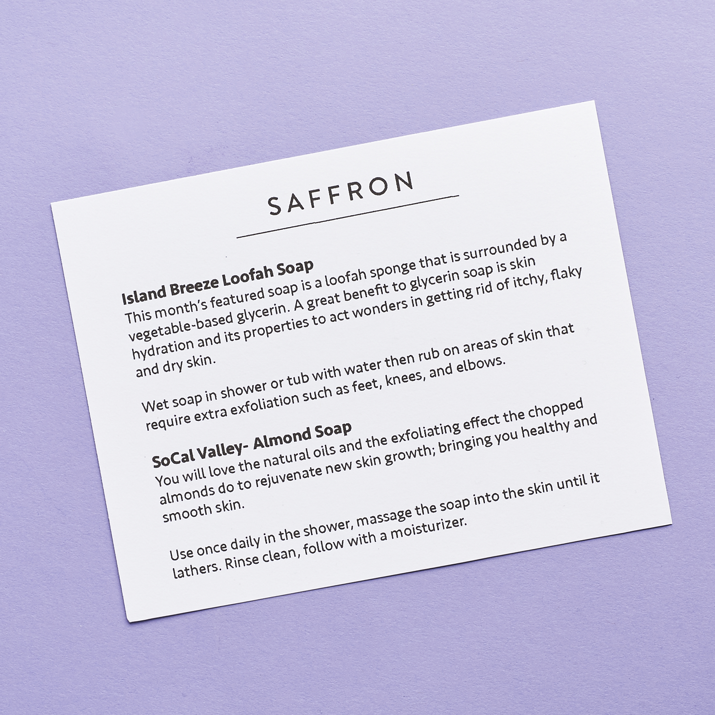 Check out our review of the January 2017 Saffron Soap box!