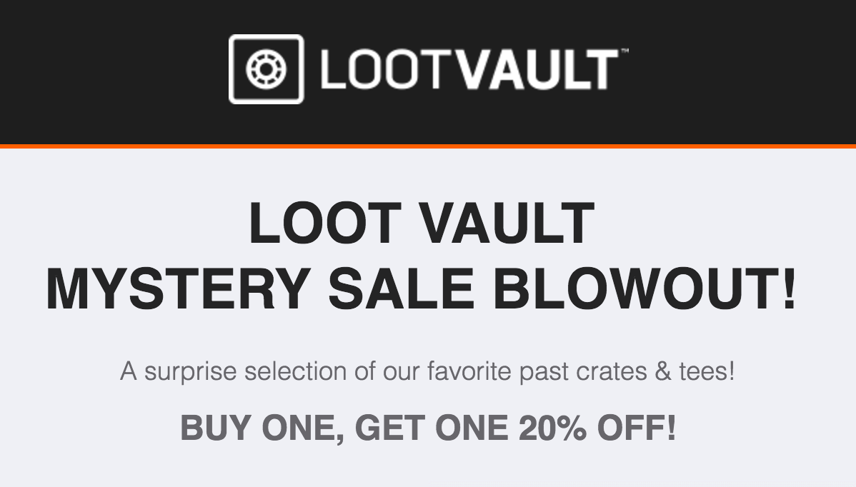 Loot Vault Mystery Shirt and Crate Sale