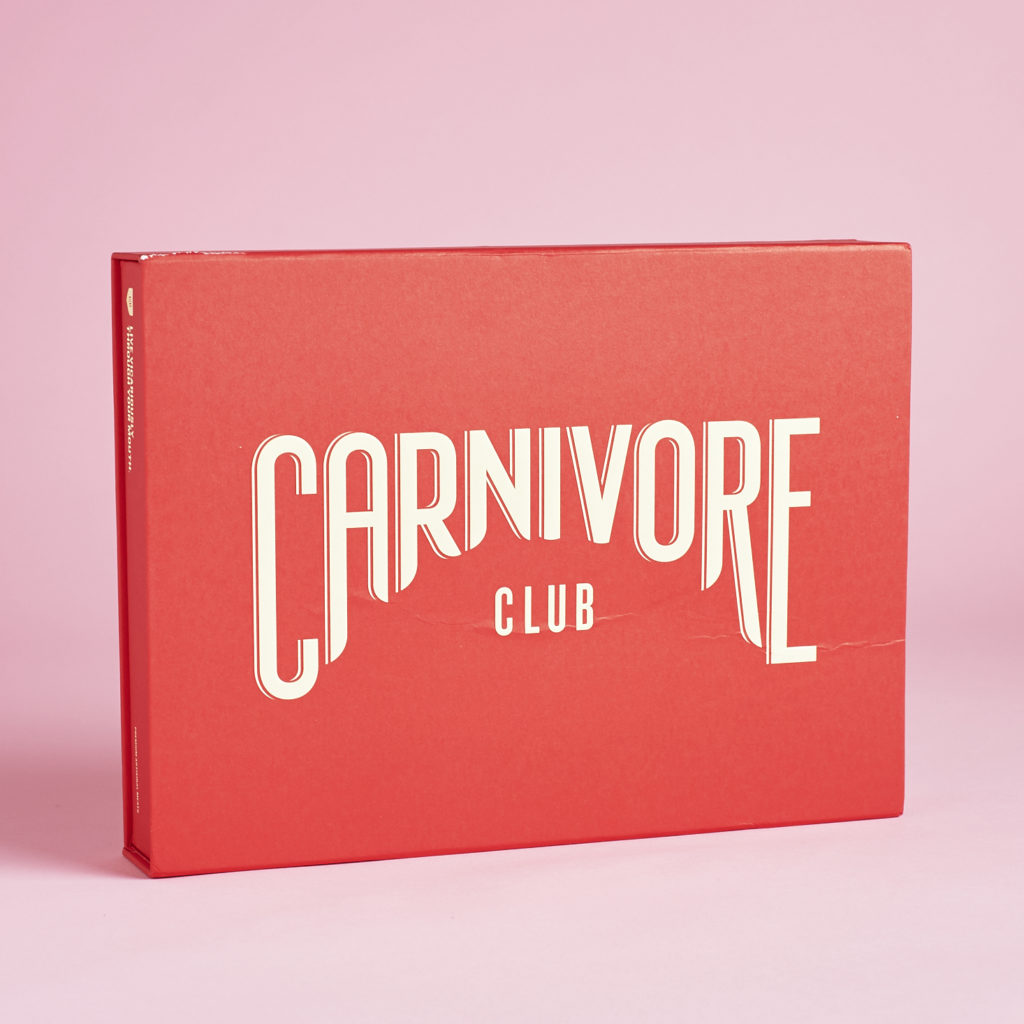 Canivore Club arrives in a nice solid red box.