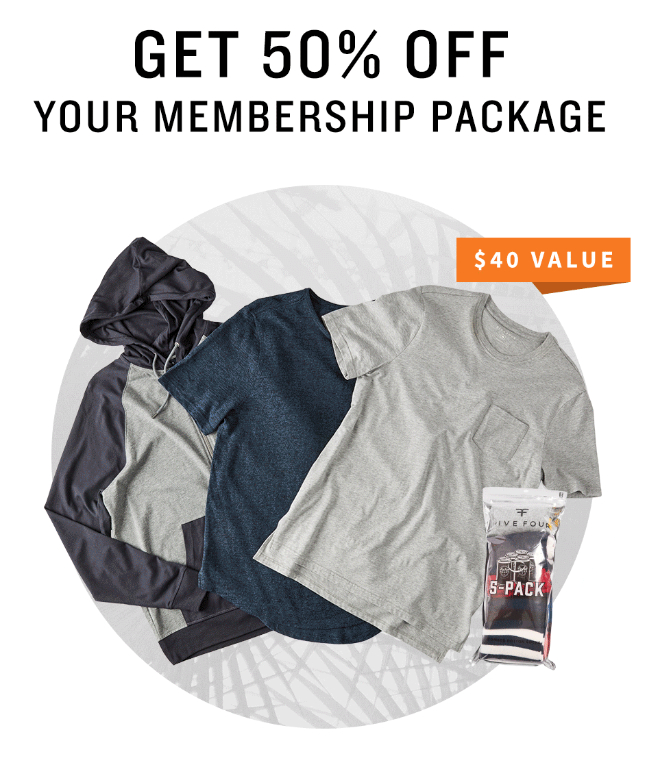50% Off + Free Socks with your First Month of Five Four Club!