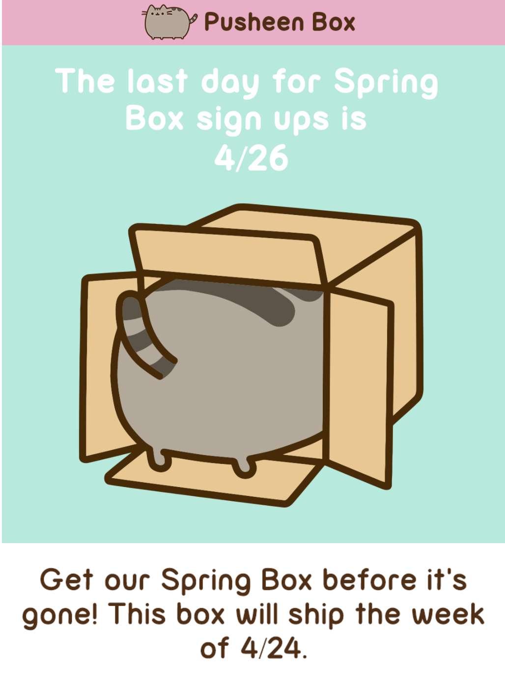 Last Day to Order the Spring 2017 Pusheen Box!