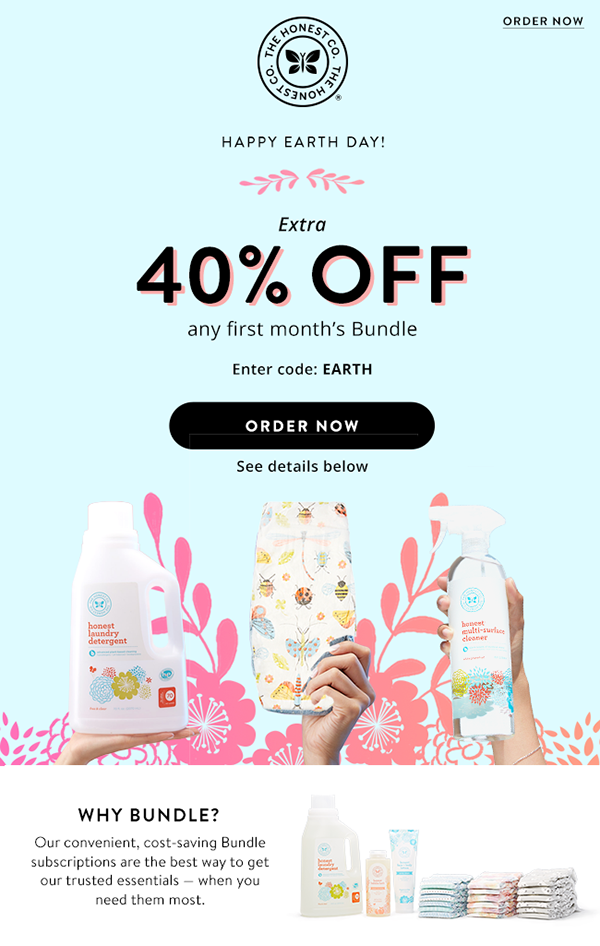 Last Day! Honest Company Earth Day Coupon – 40% Off Your First Bundle!