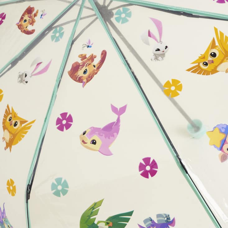 Animal Jam May 2017 Subscription Box: Detail of umbrella showing various animals and flowers