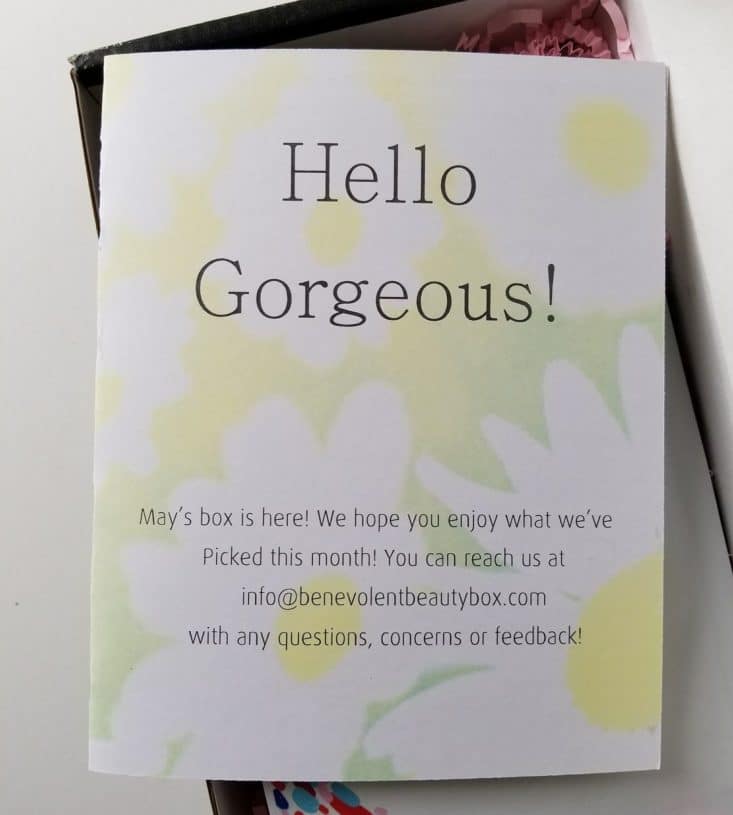 Benevolent Beauty Natural Makeup and Skincare Subscription Box - May 2017