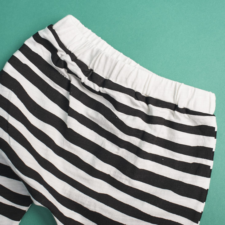 Detail of black and white striped pants from Little Starters, size 2T