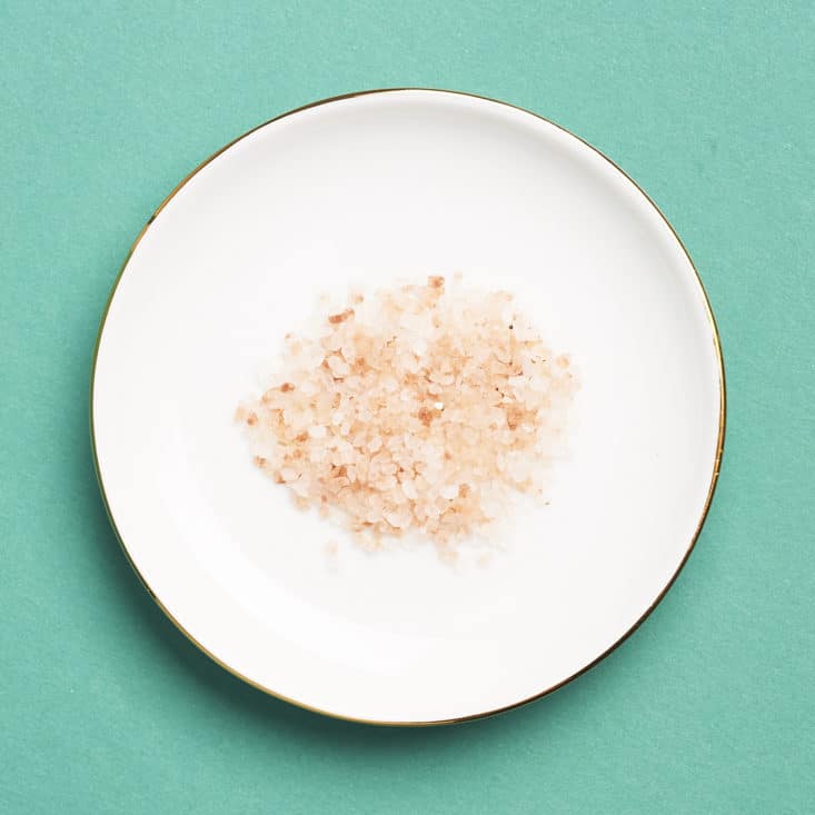 RawSpiceBar May 2017: Pink salt crystals on a plate.