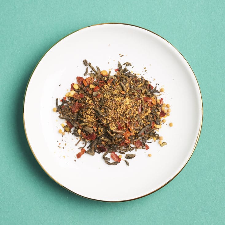 RawSpiceBar May 2017: Tea Leaves Rub seasonings on a plate.