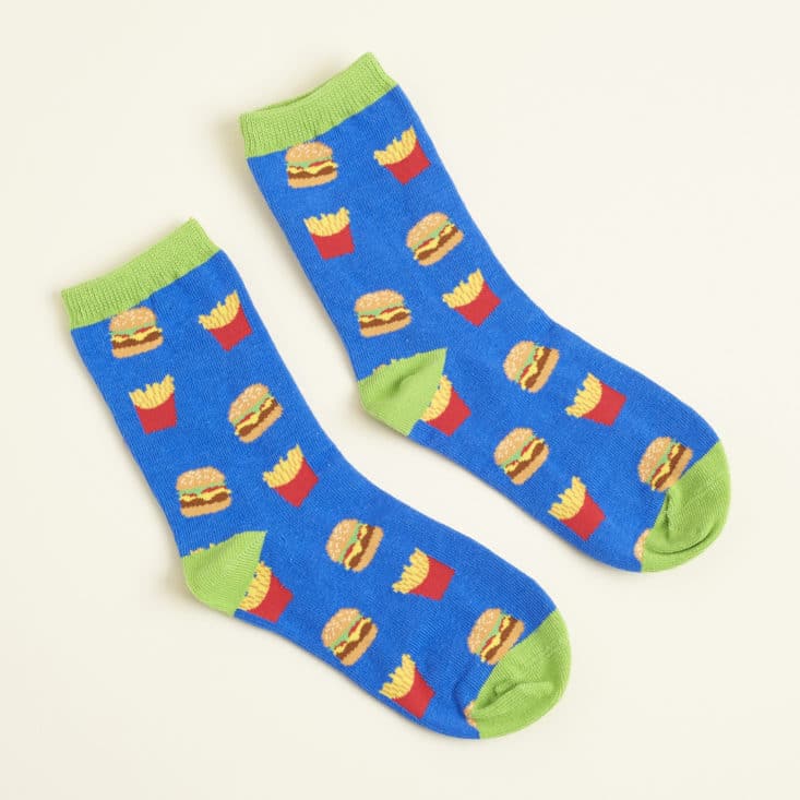 Say It With A Sock for Girls 2017 Review: Burgers and Fries Socks side by side