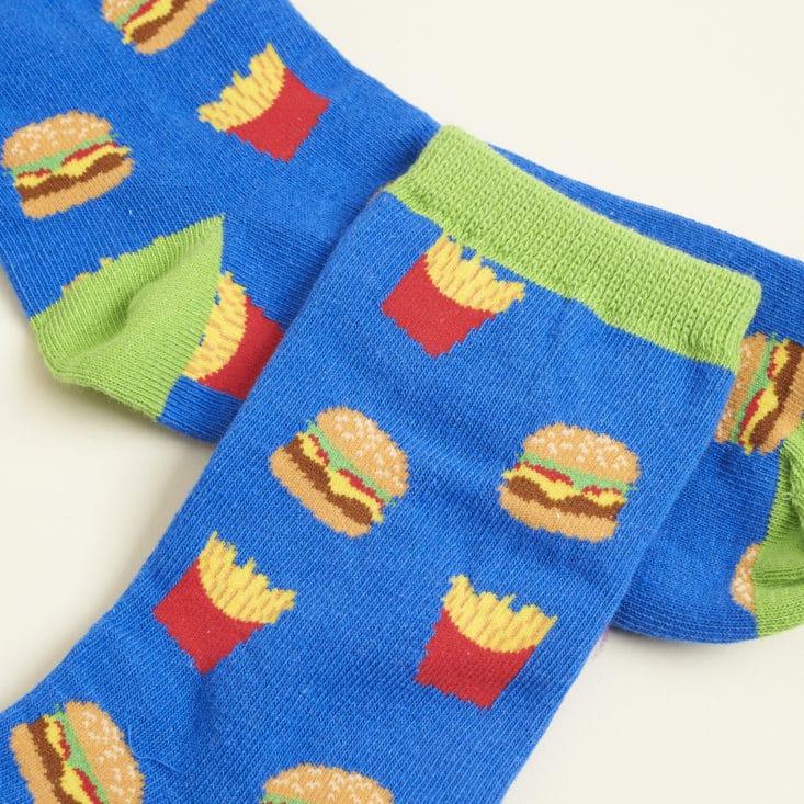 Say It With A Sock for Girls 2017 Review: Burgers and Fries socks detail