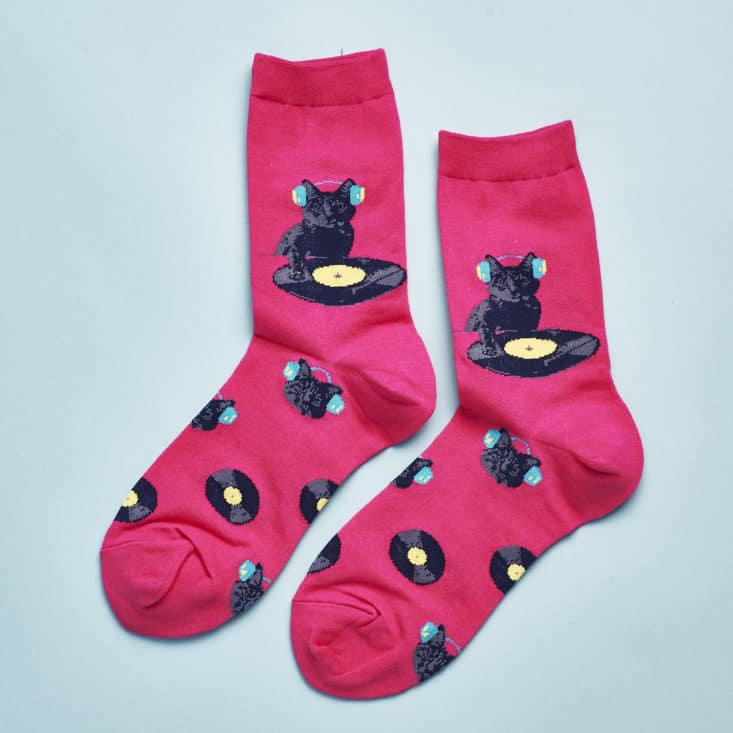 Sock it To Me Pink Cat Record Socks