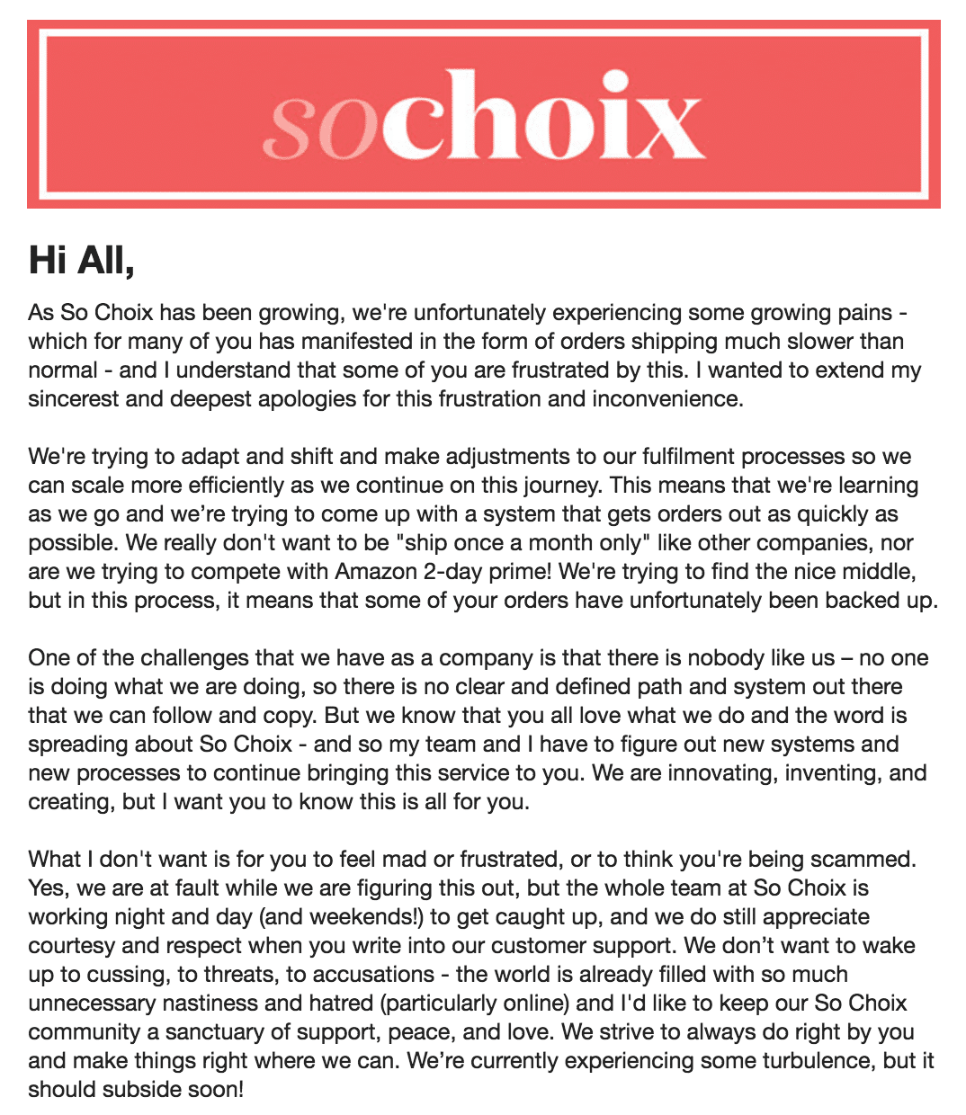 FYI – So Choix is Canceled – UPDATE