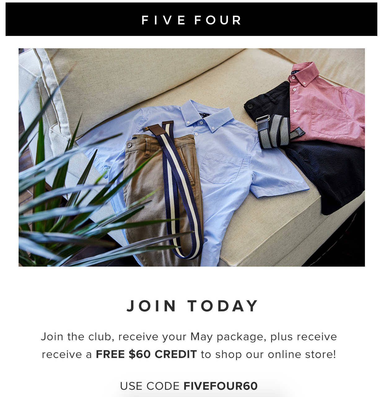 Five Four Club Coupon – $60 Shop Credit with Subscription!