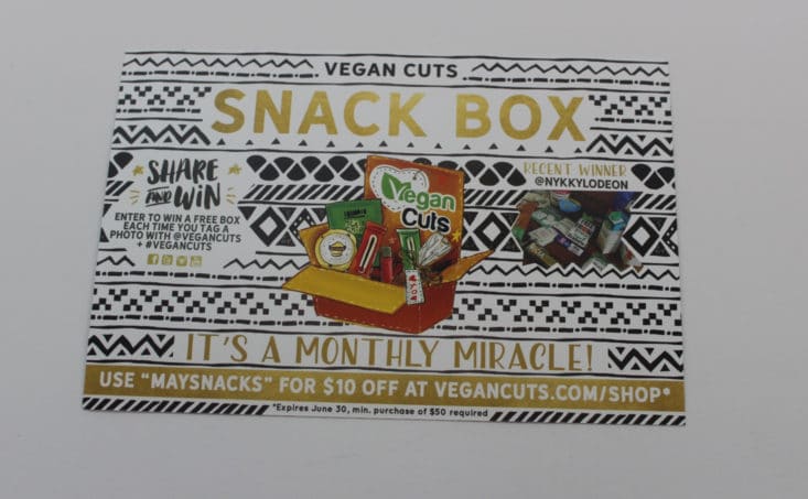 Vegan Cuts Snack Healthy Snacks Subscription Box May 2017