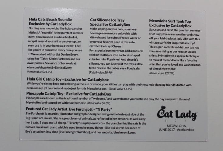 Cat Lady Box Cat Subscription Box - June 2017
