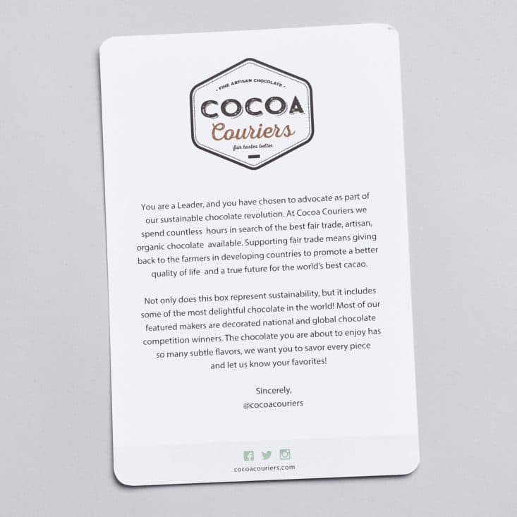 Cocoa Couriers June 2017 Chocolate Subscription Box