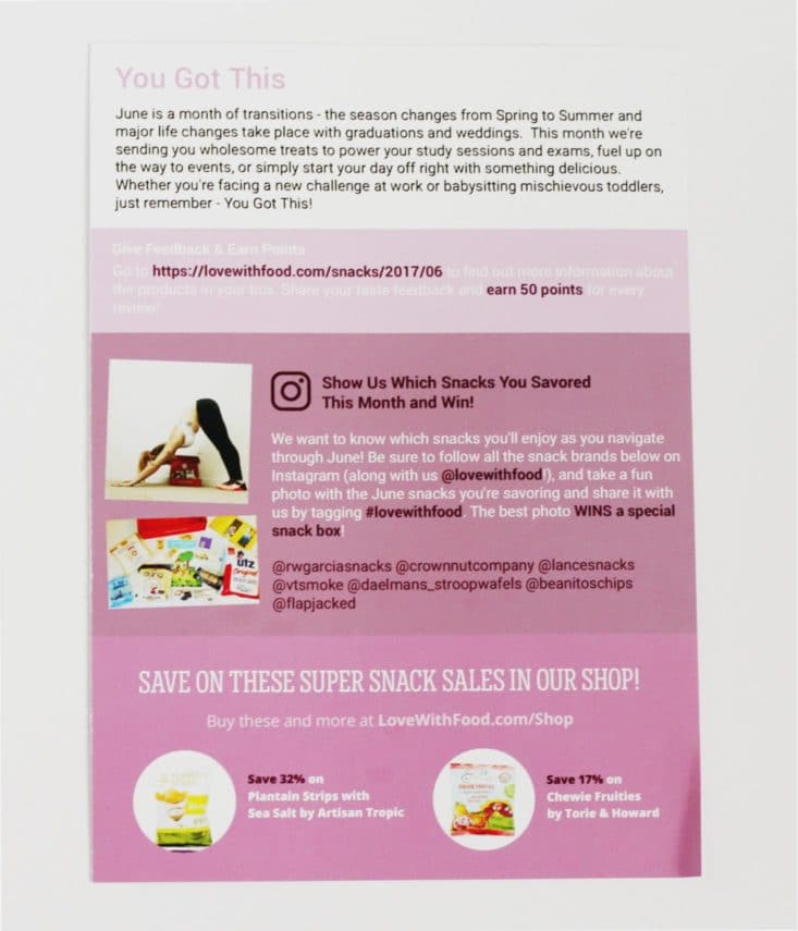 Love with Food June 2017 Snack Tasting Subscription Box