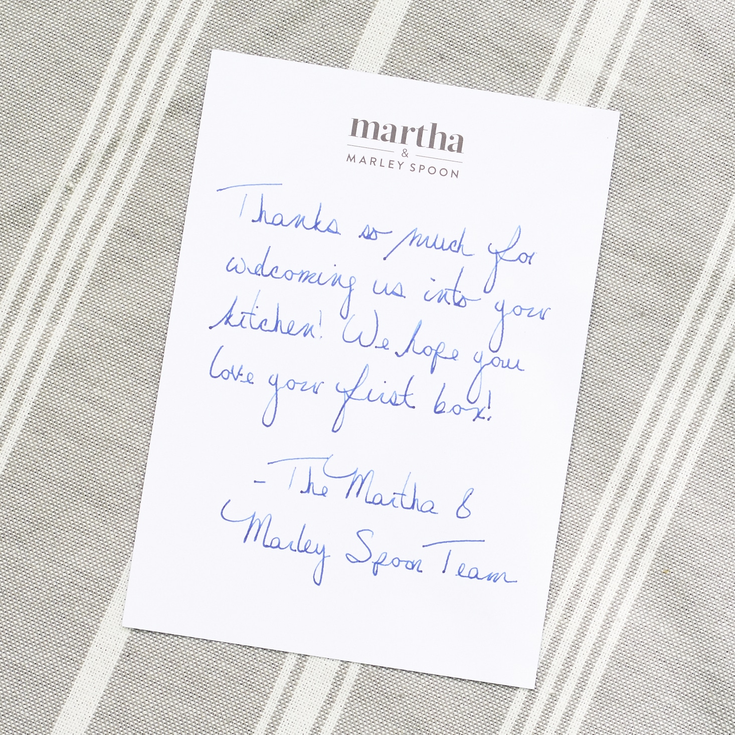 Martha Stewart & Marley Spoon Grilling Recipes Review June 2017 - Thank You Note