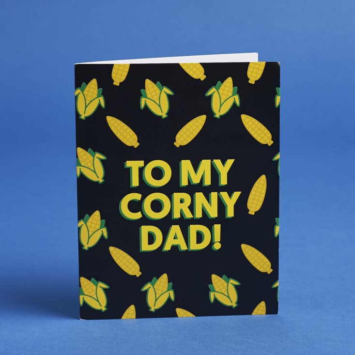 Card with "To my corny dad!" quote