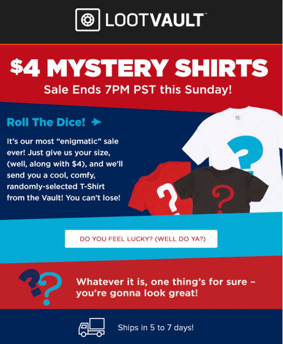 Loot Vault Flash Sale – $4 Mystery Shirts!