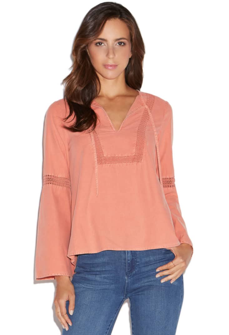 ShoeDazzle Crochet Peasant Top