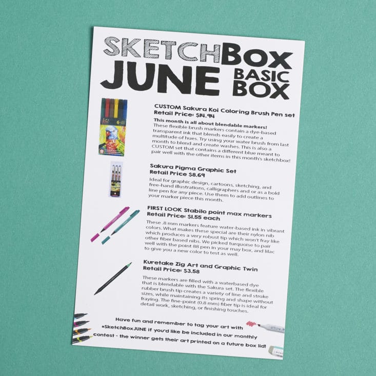 SketchBox Basic Box June 2017 Review - Intro Card