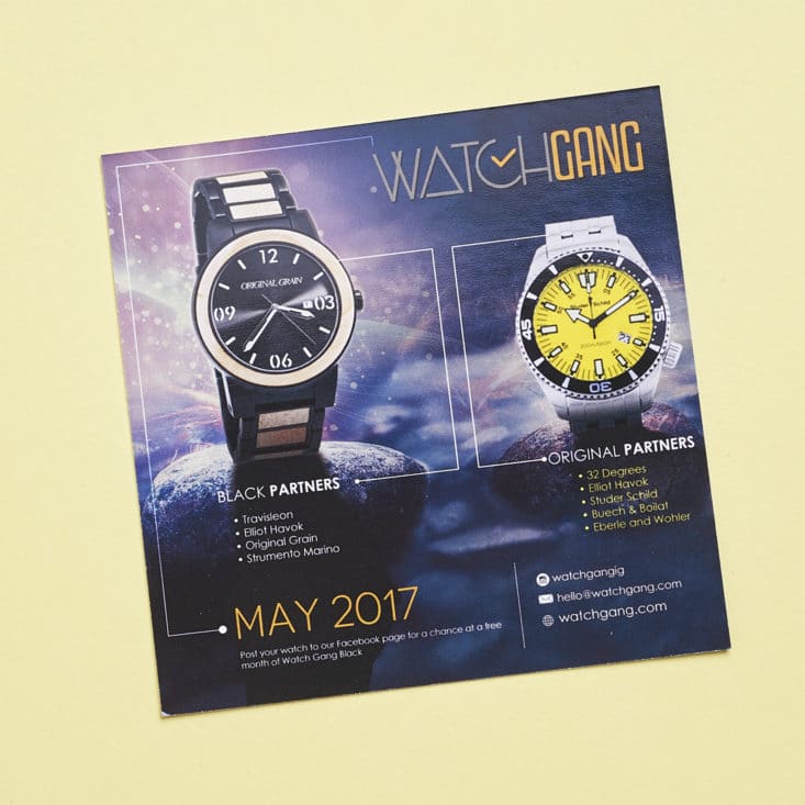 Watch Gang - May 2017 - information card