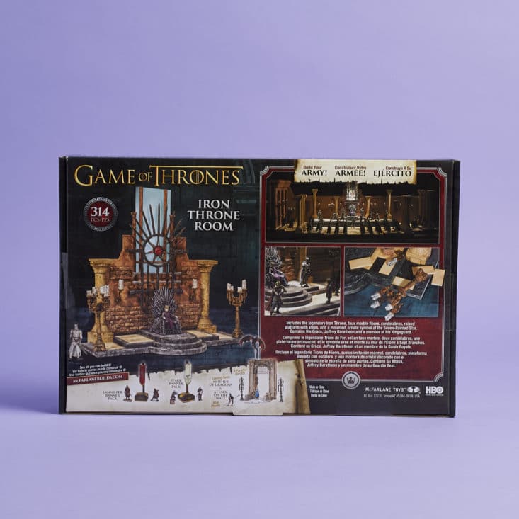 Zbox - May 2017 - Knight - McFarlane Game of Thrones Thrown Room box back